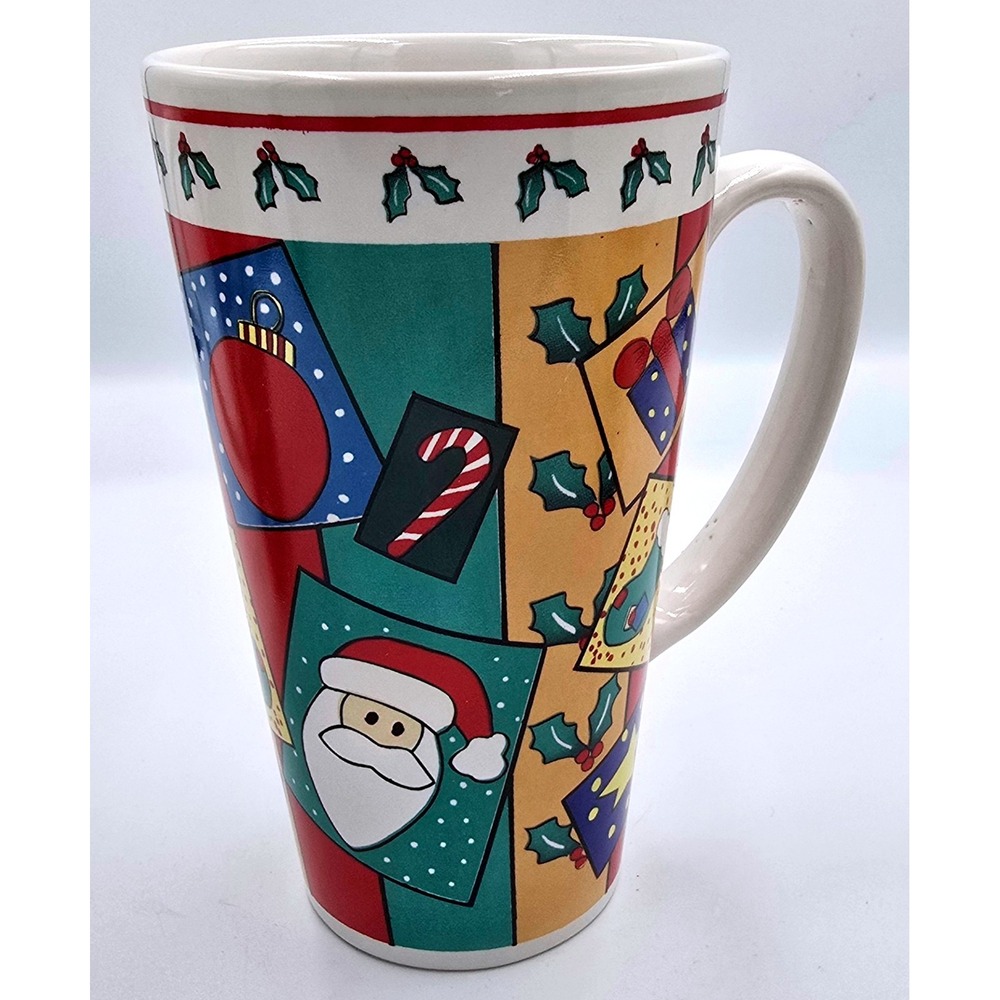 Christmas Collage Mug Santa‎ Stocking Candy Cane Ornaments Holiday Mug